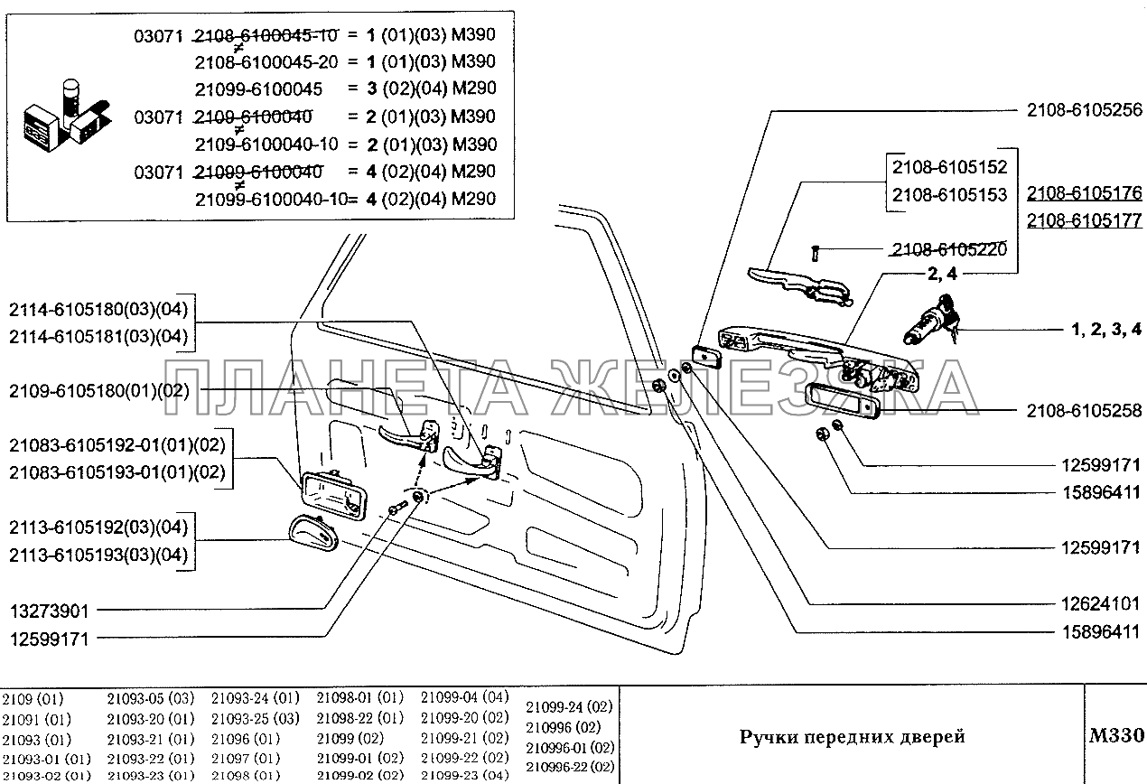 Ручки передних дверей ВАЗ-2109
